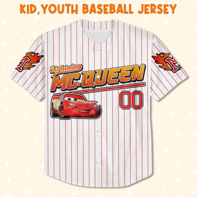 Custom Lightning Mcqueen Baseball Jersey For Kids/Youth/Adults – Personalize With Name! - Image 3