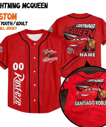 Custom Lightning Mcqueen Baseball Jersey - Kids/Youth/Adult - Personalize Your Name!