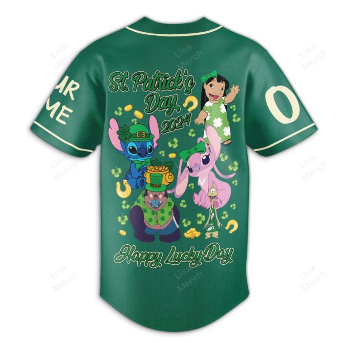 St. Patrick'S Day Stitch Baseball Jersey - Custom Name & Number , Festive & Fun - Image 3