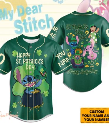 St. Patrick'S Day Stitch Baseball Jersey - Custom Name & Number , Festive & Fun