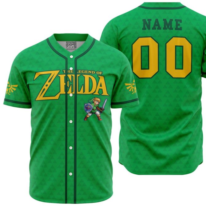 Legend Of Zelda Green Baseball Jersey – Custom Name & Number – Iconic Gamer Gear