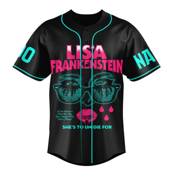 Customizable Lisa Frankenstein Neon Baseball Jersey – Unique Retro Horror Design - Image 2