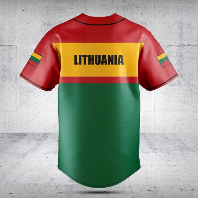 Custom Lithuania Flag Baseball Jersey - Personalized Sportswear With Your Name - Image 2