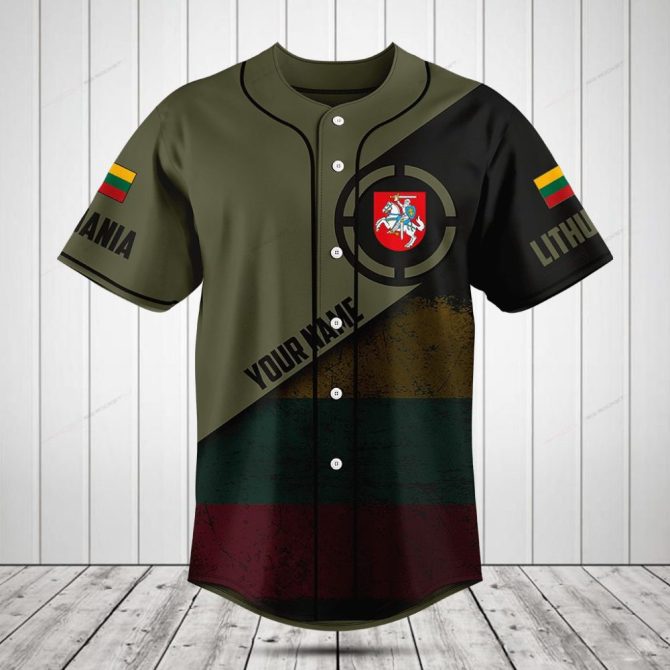 Lithuania Flag Baseball Jersey – Customizable Name & Number, Unique Design