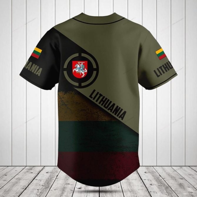 Lithuania Flag Baseball Jersey – Customizable Name & Number, Unique Design - Image 2
