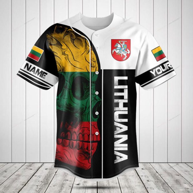 Custom Lithuanian Flag Baseball Jersey - Personalized Name & Design