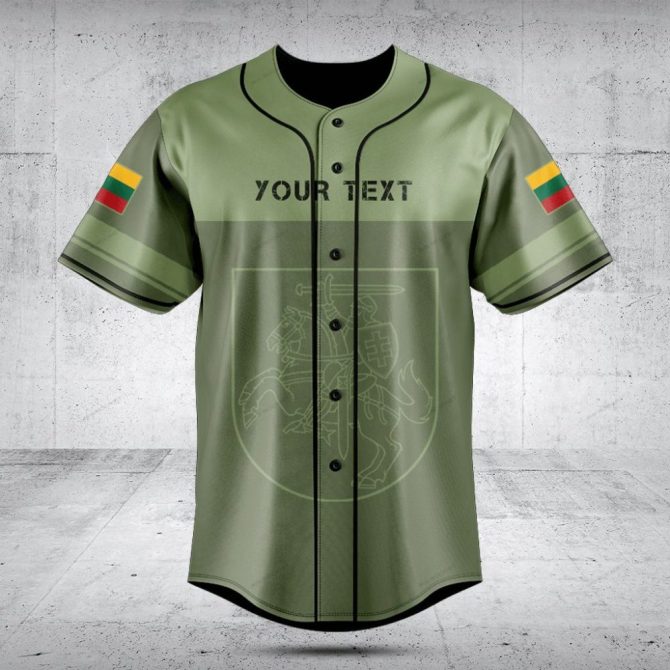 Customizable Green Baseball Jersey With Flag Patch - Personalized Sportswear