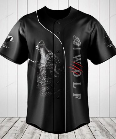 Custom Wolf Graphic Baseball Jersey – Personalized Name & Fierce Design – Unleash Your Wild Style!