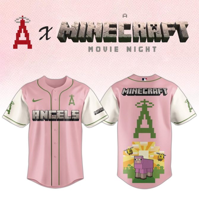 Limited Edition Angels X Minecraft Jersey - Perfect For Fans & Gamers - Unique Pink Design!
