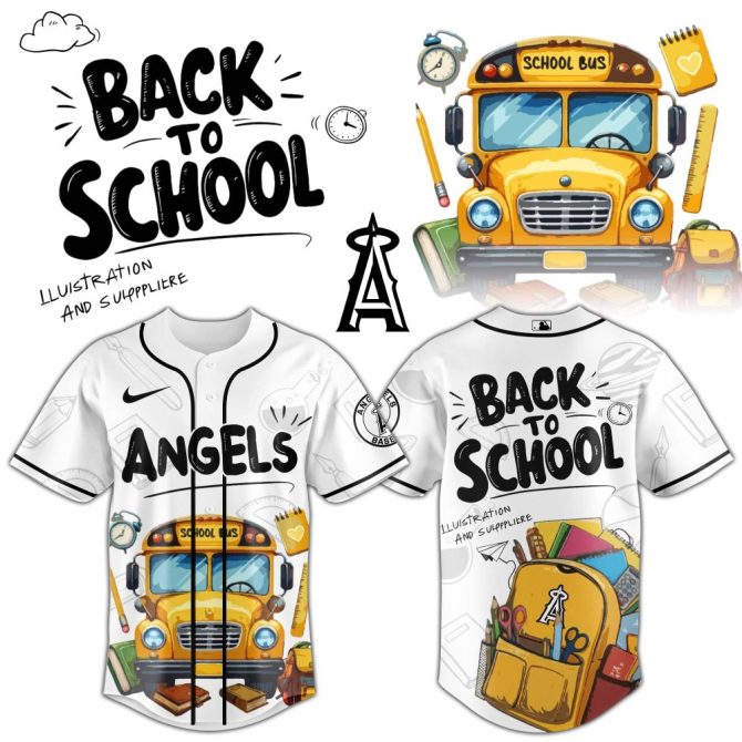 Back To School Baseball Jersey - Fun School Bus Design For Kids & Teens