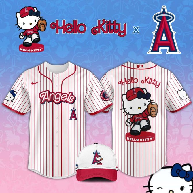 Hello Kitty X Angels Baseball Jersey & Cap Set - Cute & Sporty Fan Gear