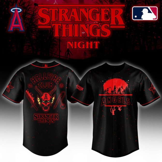 Exclusive Stranger Things Night Baseball Jersey – Angels Hellfire Club Edition