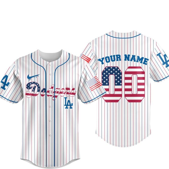 Customizable Dodgers Jersey – Personalize With Your Name & Number – Patriotic Design! - Image 4
