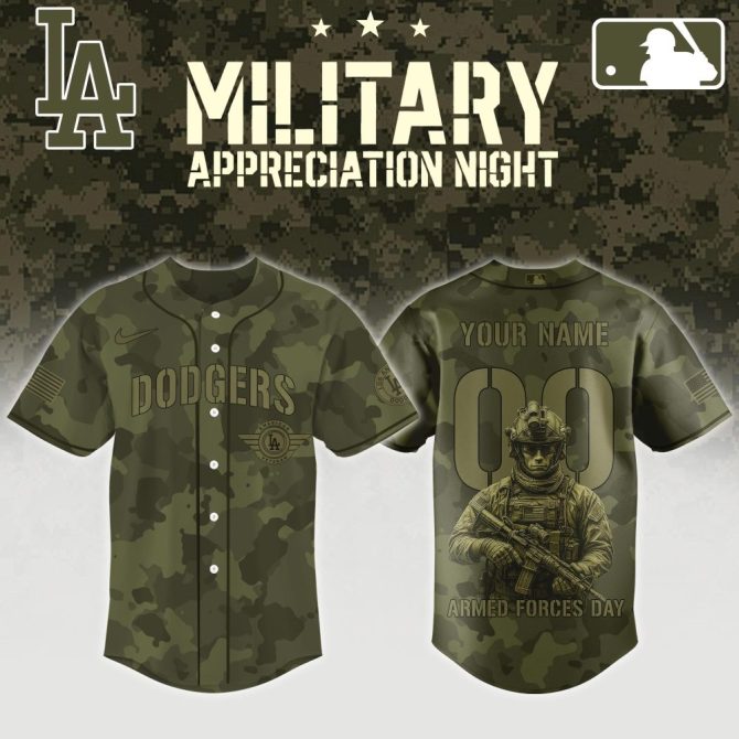 Custom La Dodgers Military Appreciation Jersey - Camo Design For Armed Forces Day