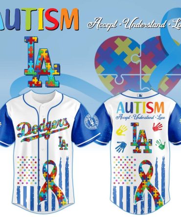 Autism Awareness Baseball Jersey - Colorful Dodgers Puzzle Design, Unisex Support Shirt