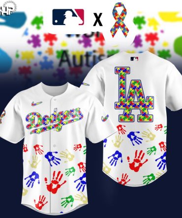 Limited Edition Dodgers Autism Awareness Jersey - Vibrant Puzzle Design