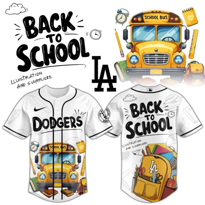 Back To School Baseball Jersey - Fun School Bus Design For Kids & Fans