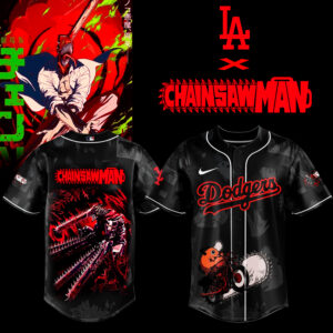 Chainsaw Man X La Dodgers Baseball Jersey - Anime Graphic Sportswear