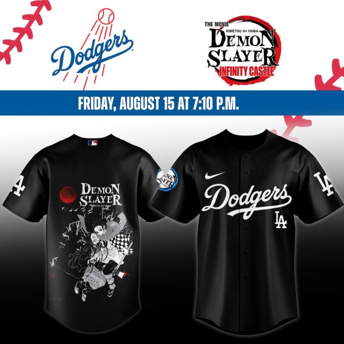 Demon Slayer X Dodgers Limited Edition Baseball Jersey – Perfect For Fans & Collectors!