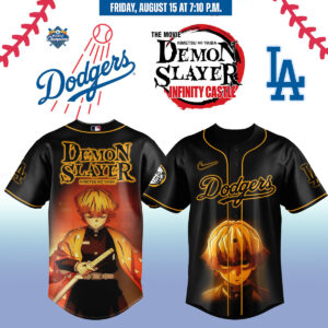 Demon Slayer X Dodgers Limited Edition Baseball Jersey - Anime Fan Must-Have!
