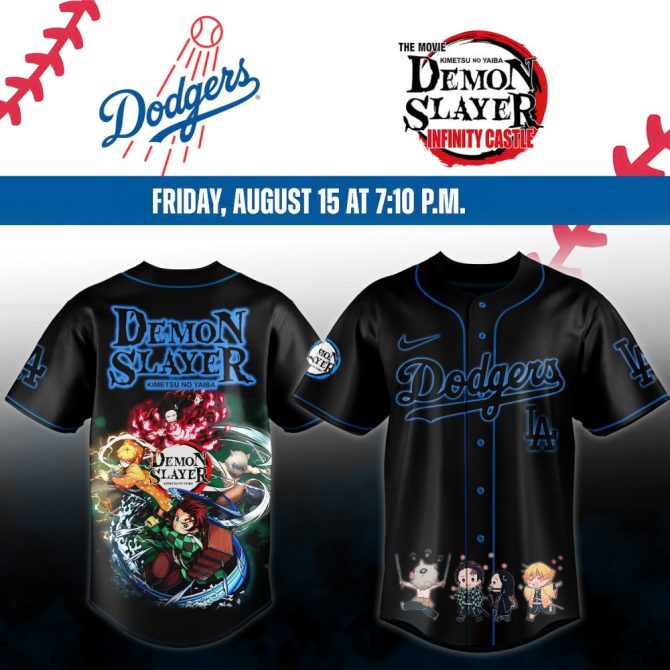 Demon Slayer X Dodgers Limited Edition Baseball Jersey – Exclusive Anime Fan Gear!