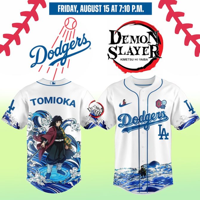 Demon Slayer X Dodgers Tomioka Jersey - Limited Edition Anime Baseball Shirt