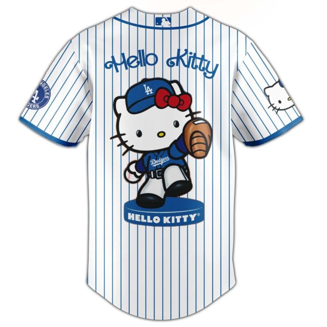 Hello Kitty X La Dodgers Baseball Jersey & Cap Set – Limited Edition Cute Sportswear - Image 3