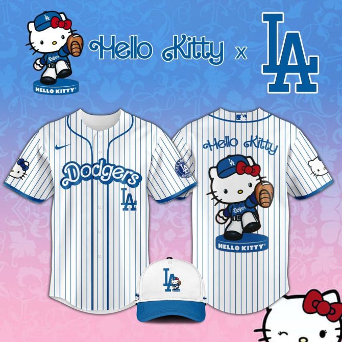 Hello Kitty X La Dodgers Baseball Jersey & Cap Set – Limited Edition Cute Sportswear