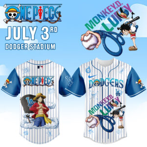 One Piece X La Dodgers Baseball Jersey - Limited Edition Monkey D. Luffy Shirt