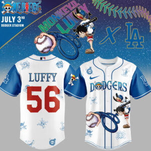 Limited Edition Luffy Dodgers Jersey - One Piece X La Collab, July 3Rd Game Exclusive