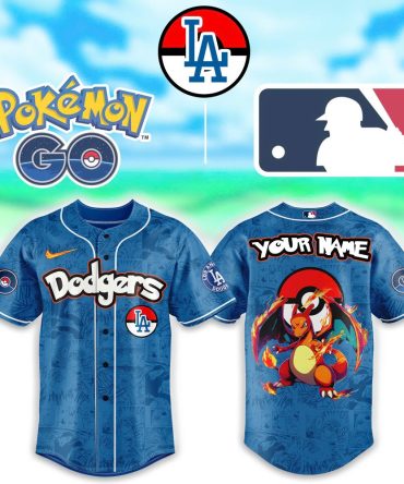 Custom La Dodgers Pokémon Go Jersey - Personalized Name & Charizard Design