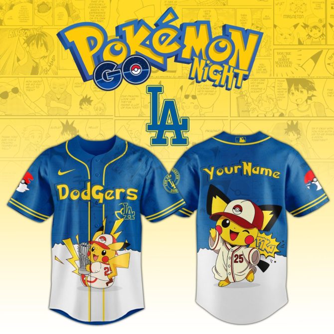 Custom Pokémon Dodgers Jersey – Pikachu Baseball Design For Fans