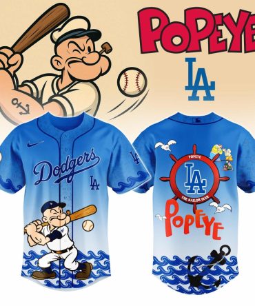 Limited Edition Popeye X Dodgers Baseball Jersey – Iconic Cartoon Sportswear