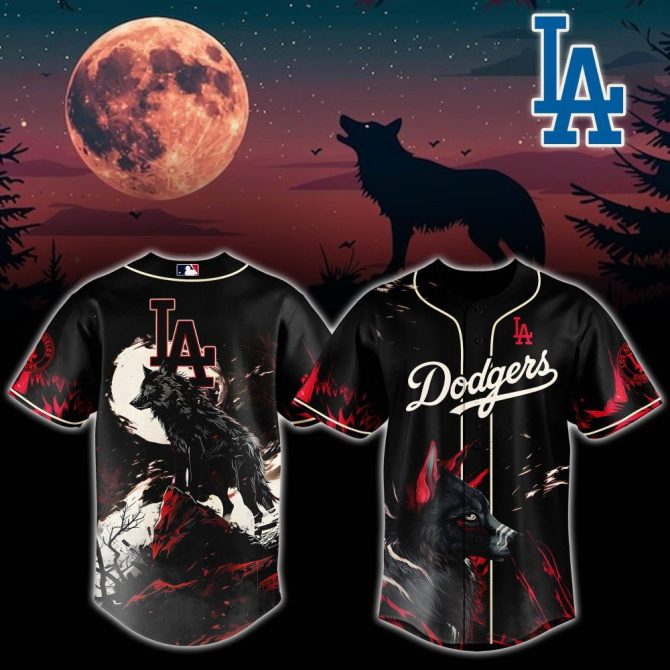 La Dodgers Wolf Moon Baseball Jersey – Unique Design Sportswear For Fans