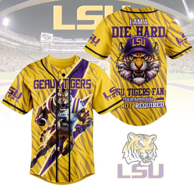 Die Hard Lsu Tigers Fan Jersey - Bold Tiger Design, Perfect For Game Day!