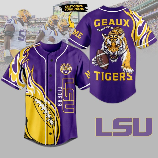 Custom Lsu Tigers Jersey - Personalized Fan Gear With Fierce Tiger Design