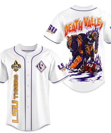 Lsu Tigers Baseball Jersey - Bold 'Death Valley' Graphic - Show Your Team Spirit!