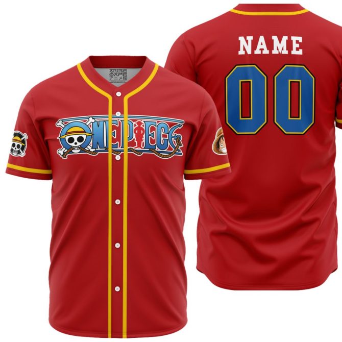 Custom Red Anime Pirate Jersey - Personalized Name & Number - Perfect Gift For Fans