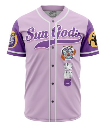 Sun Gods Anime Baseball Jersey - Stylish Purple Graphic Tee For Fans
