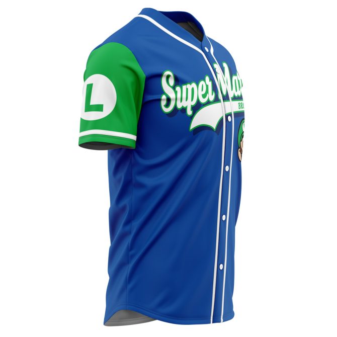 Super Mario Bros Luigi Baseball Jersey - Retro Gamer Style Tee For Fans - Image 2