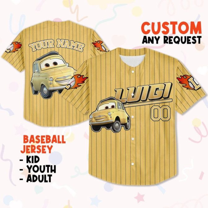 Custom Kids/Adult Baseball Jersey - Personalized Name & Cartoon Design - Perfect Gift! - Image 2