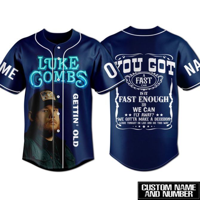 Custom Luke Combs Baseball Jersey - Gettin' Old Design - Personalized Name & Number - Image 2