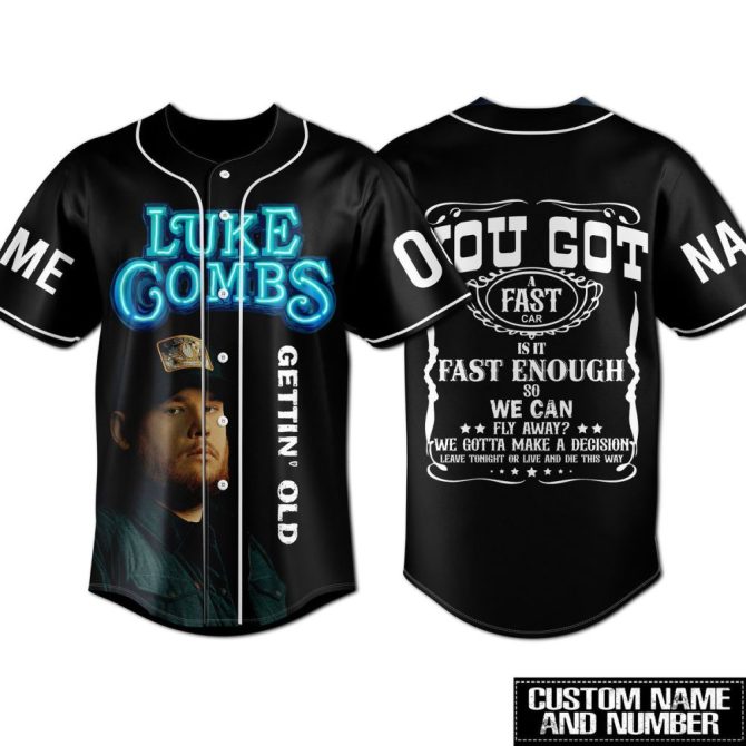 Custom Luke Combs Baseball Jersey - Gettin' Old Design - Personalized Name & Number