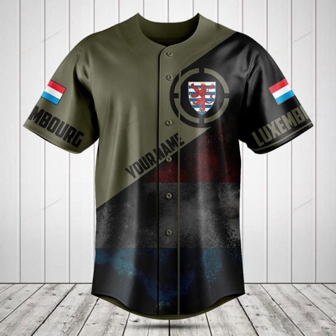Luxembourg Flag Baseball Jersey - Customizable Name & Stylish Design
