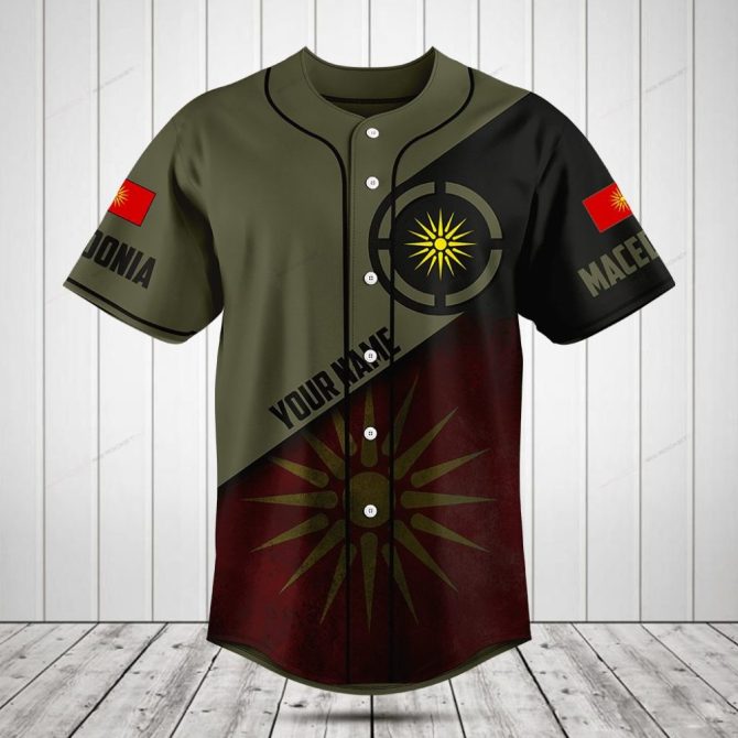 Custom Macedonia Flag Baseball Jersey – Personalized Sportswear Gift