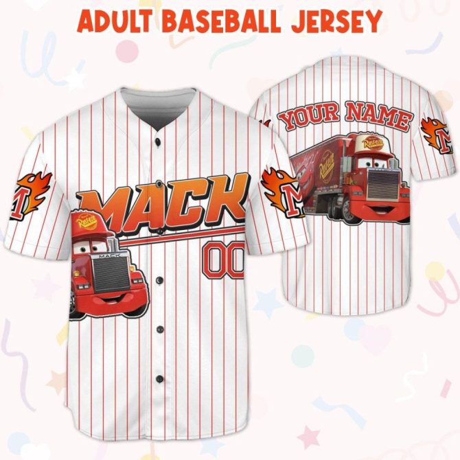 Customizable Kids' Baseball Jersey - Fun Cartoon Truck Design, Available In Youth & Adult Sizes - Image 6