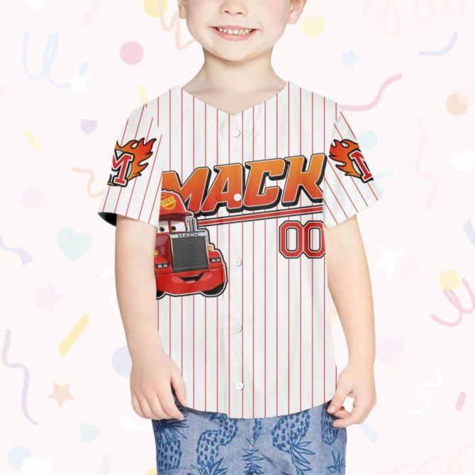 Customizable Kids' Baseball Jersey - Fun Cartoon Truck Design, Available In Youth & Adult Sizes - Image 5