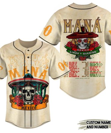 Customizable Maná Tour Baseball Jersey - Unique Mexico Design, Perfect Gift!