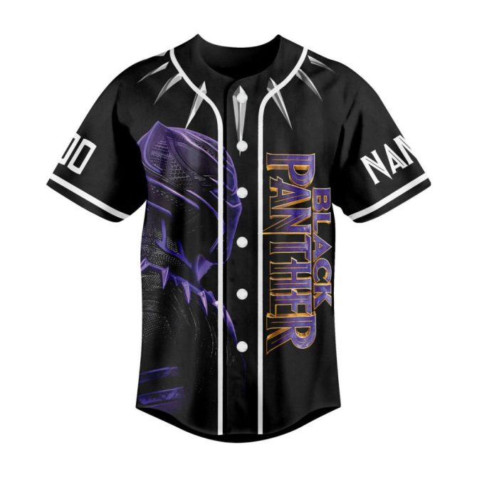 Custom Black Panther Baseball Jersey - Wakanda Forever Design, Personalize With Name & Number - Image 2