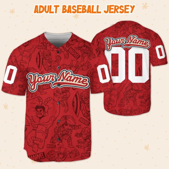Customizable Marvel Baseball Jersey For Kids/Youth/Adults - Add Your Name & Number! - Image 6